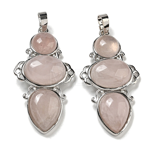 Natural Rose Quartz Pendants G-Q158-04E-1