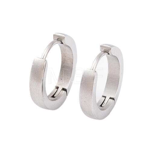 Tarnish Resistant Frosted 304 Stainless Steel Huggie Hoop Earrings for Women EJEW-C096-31B-P-1