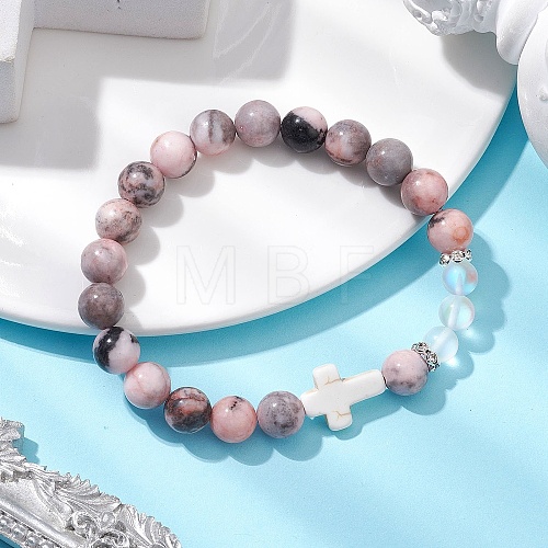 Natural & Synthetic Gemstone Beads Stretch Bracelets BJEW-JB11318-01-1