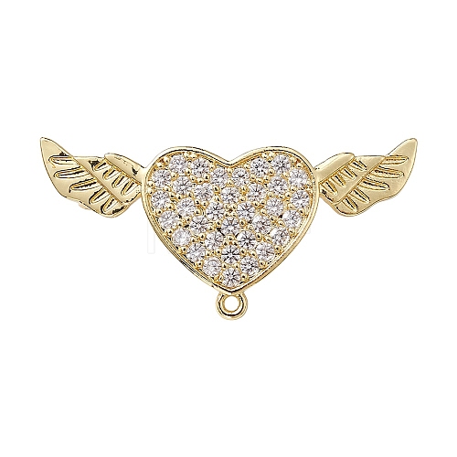 Brass Micro Pave Clear Cubic Zirconia Brooch Findings JEWB-YW0001-02G-1