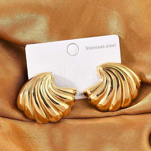 304 Stainless Steel Sea Wave Stud Earrings EJEW-M073-07G-01-1