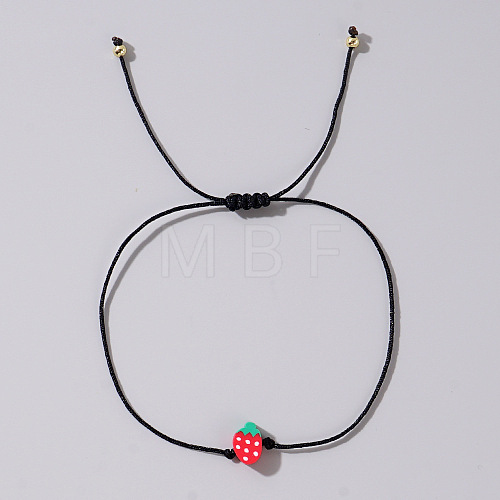 Fruit Strawberry Polymer Clay Braided Bead Bracelets LP5577-7-1