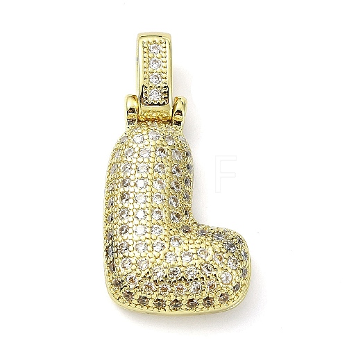 Brass Micro Pave Clear Cubic Zirconia Pendants KK-M279-01G-L-1