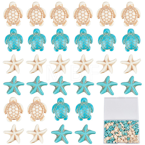 200Pcs 4 Styles Synthetic Howlite & Turquoise & Magnesite Beads G-SC0002-44-1