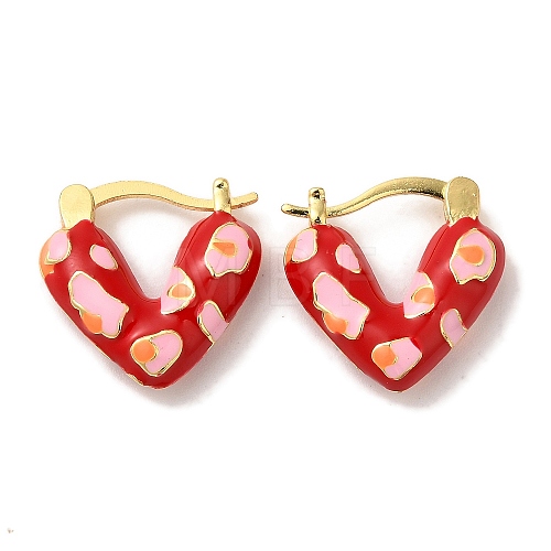 Rack Plating Brass Enamel Hoop Earrings EJEW-B062-11G-01-1