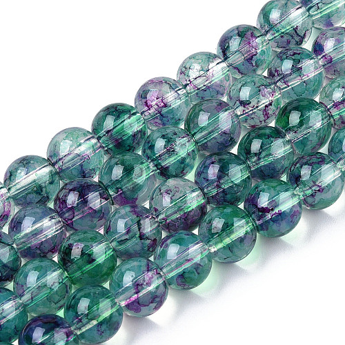 Baking Painted Glass Beads Strands DGLA-Q023-8mm-DB79-01-1