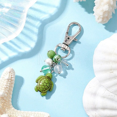 Sea Turtle Synthetic Turquoise Pendants Decoration HJEW-JM03009-02-1