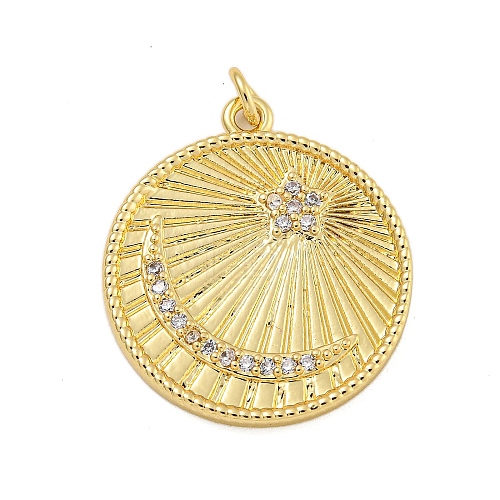 Rack Plating Brass Micro Pave Cubic Zirconia Pendants KK-C074-50G-1