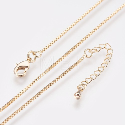 Long-Lasting Plated Brass Box Chain Necklaces NJEW-K112-03G-NF-1