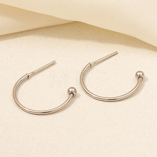 Stylish Irregular Stainless Steel Half Hoop Stud Earrings for Women CF3363-1-1