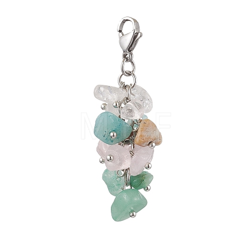 Natural Rose Quartz & Prehnite & Labradorite & Apatite Chip Beads Pendant Decorations HJEW-JM02124-03-1