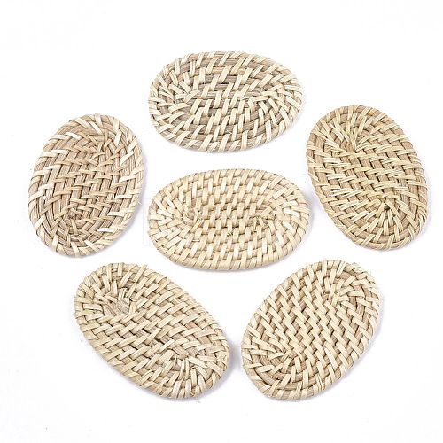 Handmade Reed Cane/Rattan Woven Beads WOVE-T006-087-1