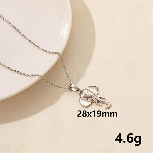 Stainless Steel Insect Elephant Pendant Necklace Unisex Jewelry TG2584-1-1