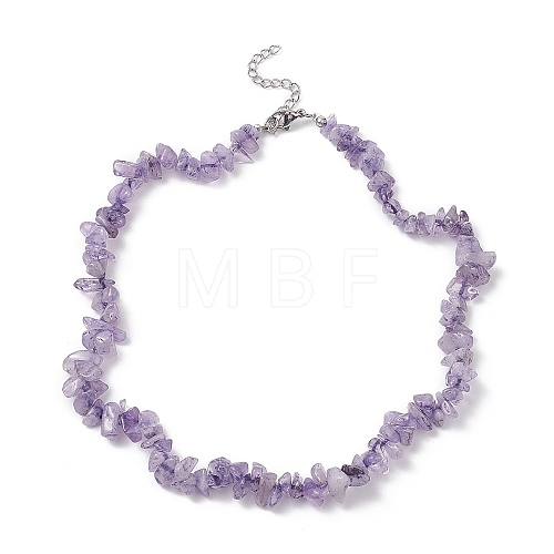 Natural Amethyst Chips Beaded Necklaces NJEW-JN04275-02-1