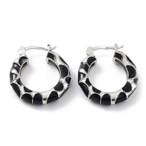 Ring Rack Plating Brass Enamel Hoop Earrings for Women KK-Z038-10P-1