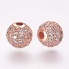 Brass Micro Pave Cubic Zirconia Beads ZIRC-G092-24RG-05-1