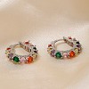 Vintage Colorful Circle Brass Cubic Zirconia Hoop Earrings FK0958-4