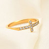 Cross Stainless Steel Micro Pave Clear Cubic Zirconia Finger Rings for Women FS-WG88B59-04-2