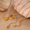 Valentine's Day 304 Stainless Steel Pave Clear Cubic Zirconia Ring & Love Heart Pendant Necklaces for Women WG8D8BB-01-5