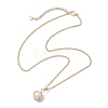Round Natural Freshwater Pearl Copper Wire Wrapped Pendant Necklaces NJEW-JN04947-01-4
