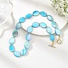 AB Color Natural Freshwater Shell Flat Oval Beaded Necklaces NJEW-JN06679-1
