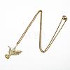 201 Stainless Steel Laser Cut Bird Pendant Necklaces for Women FS-WG55B1A-01-2