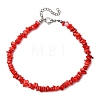 Dyed Natural Freshwater Shell Nuggets Beaded Anklets AJEW-AN00746-01-2