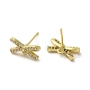 Rack Plating Brass & Cubic Zirconia Stud Earring Findings KK-G487-09G-2