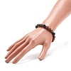 Natural Lava Rock & Wood Beaded Stretch Bracelet BJEW-JB08535-02-3