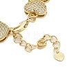 Rack Plating Brass Micro Pave Cubic Zirconia Heart Link Chain Bracelets for Women BJEW-B109-01G-04-3