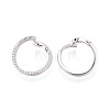 Brass Micro Pave Clear Cubic Zirconia Ring Hoop Earrings X-EJEW-T048-38P-2
