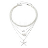 Summer Beach Plastic Pearl and CCB Plastic Bead & Alloy Starfish Pendant Multi Layered Necklaces for Women WG66952-01-5