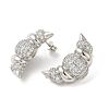 Croissant Rack Plating Brass Micro Pave Cubic Zirconia Stud Earrings for Women EJEW-O001-05P-1