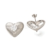 Rack Plating Heart Brass Clear Cubic Zirconia Stud Earrings EJEW-I310-23P-1