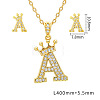 Brass Micro Pave Clear Cubic Zirconia Pendant Necklaces & Stud Earrings Sets FS-WG8C370-01-1