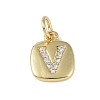 Rack Plating Brass Micro Pave CLear Cubic Zirconia Charms KK-E110-14G-V-1