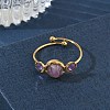 Natural Amethyst Adjustable Finger Rings for Women RJEW-A101-01G-04-2
