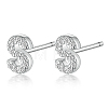 Anti-Tarnish Rhodium Plated 925 Sterling Silver Initial Letter Stud Earrings HI8885-19-1