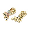 Mother's Day Brass Micro Pave Cubic Zirconia Word Mom Links Connector Charms KK-D235-03G-02-2