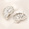 Rack Plating Shell Shape Brass Micro Pave Clear Cubic Zirconia Stud Earrings EJEW-H143-27P-3