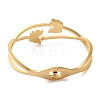 Butterfly Vacuum Plating 304 Stainless Steel Enamel Torque Bangles for Women BJEW-F474-31G-3