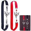 2Pcs 2 Styles Natural Red Jasper with Natural Black Silk Stone Bead Elastic Bookmark AJEW-BM0001-53-1