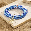 Multilayer Glass Seed Beads Starfish Pendant Anklet for Women PW-WG7288D-04-1