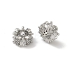 Teardrop & Flower Brass Clear Cubic Zirconia European Beads KK-D228-08P-1