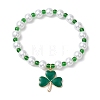 Alloy Enamel Clover Charm Bracelets BJEW-JB11217-1