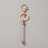 Zinc Alloy Bar Beadable Keychains Clasps KEYC-WH0030-86RG-1