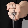 Alloy & 201 Stainless Steel & Rhinestone Dinosaur Wrapped Sword Pendant Necklaces for Men FS-WGFE8C1-04-2