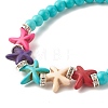 Synthetic Turquoise(Dyed) Starfish Stretch Bracelet BJEW-JB07702-03-4