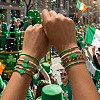 10Pcs Saint Patrick's Day Resin & Glass Seed Beads Stretch Bracelets CW0508-2
