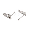 304 Stainless Steel Owl Stud Earring Findings SA-CBAAD0D-04P-2